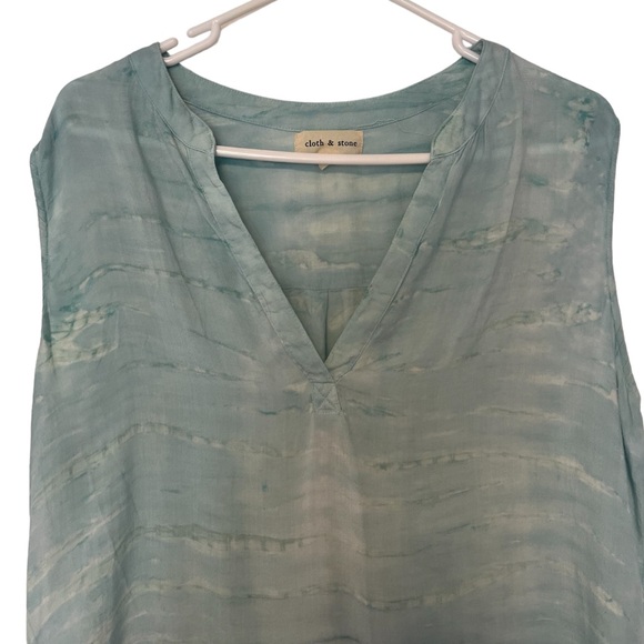 Cloth & Stone Anthropologie Sleeveless Semi Sheer Rayon Split Neck Tunic L - Picture 5 of 12